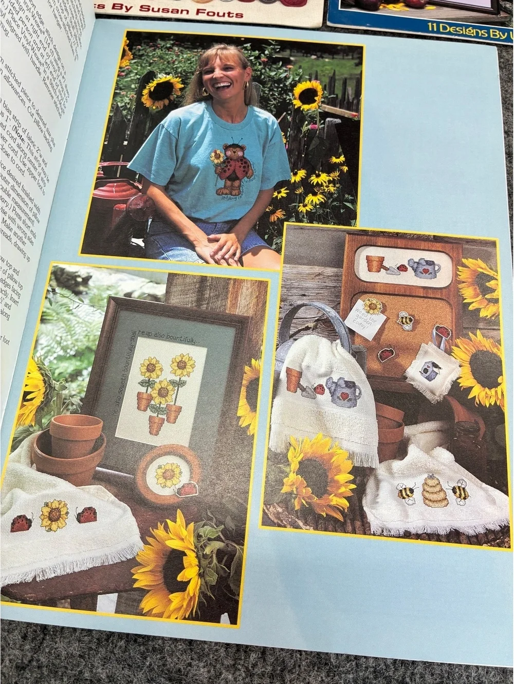Leisure Arts Cross Stitch Pattern Booklets Sunflowers Buttoned Up Country Wear